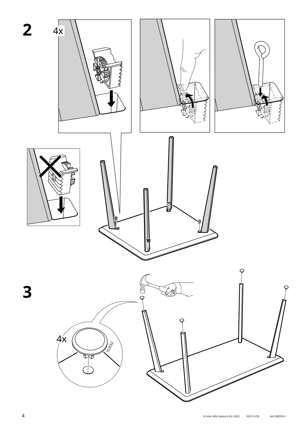 Assembly instructions for IKEA Lisabo table black | Page 4 - IKEA LISABO table 605.637.80