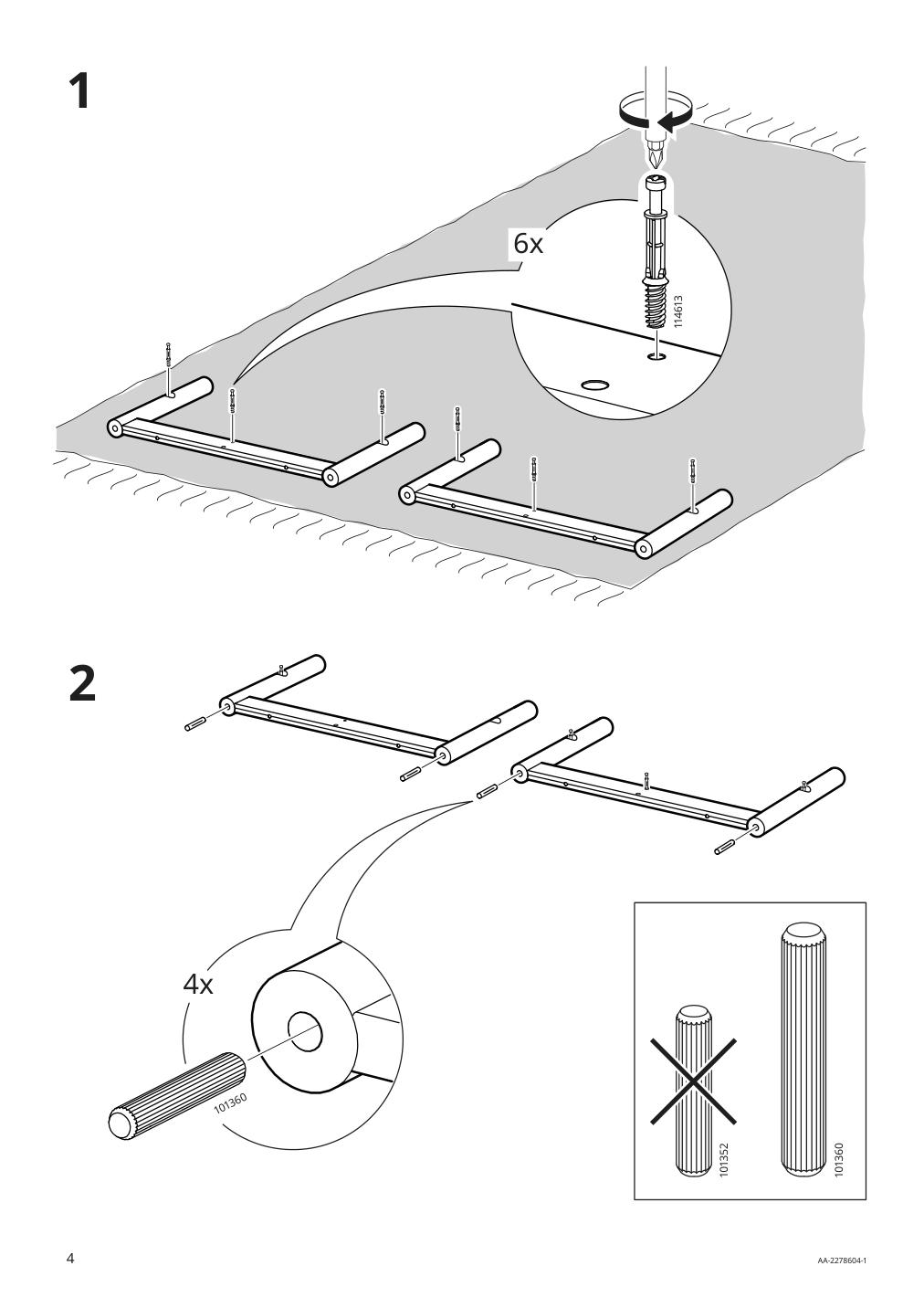 Assembly instructions for IKEA Listerby coffee table dark brown beech veneer | Page 4 - IKEA LISTERBY coffee table 405.622.44