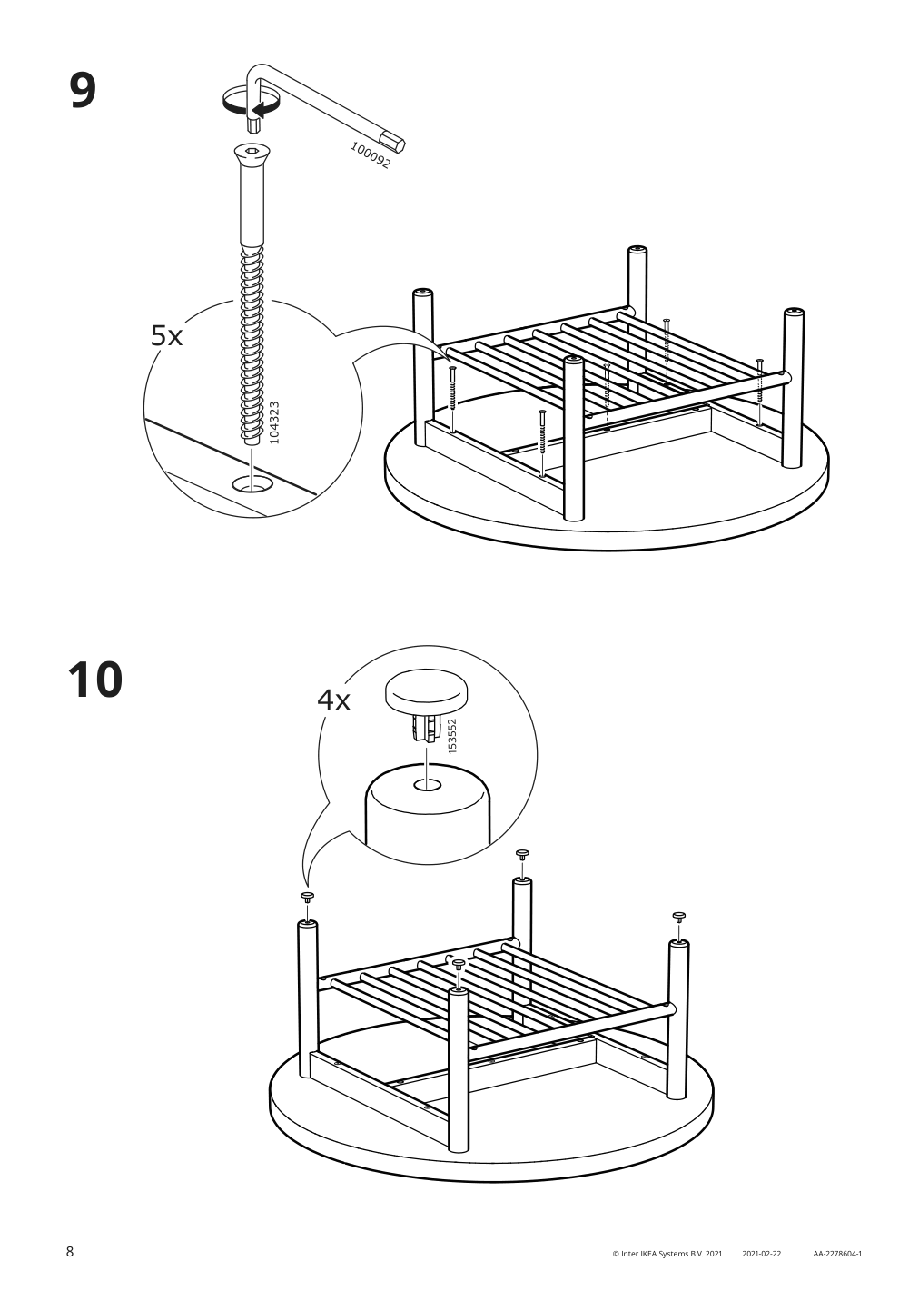 Assembly instructions for IKEA Listerby coffee table dark brown beech veneer | Page 8 - IKEA LISTERBY coffee table 405.622.44