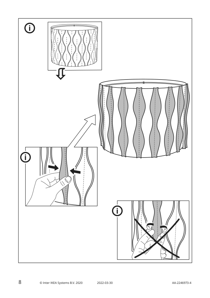 Assembly instructions for IKEA Loeknaes lamp shade blue silver color | Page 8 - IKEA LÖKNÄS lamp shade 304.062.25