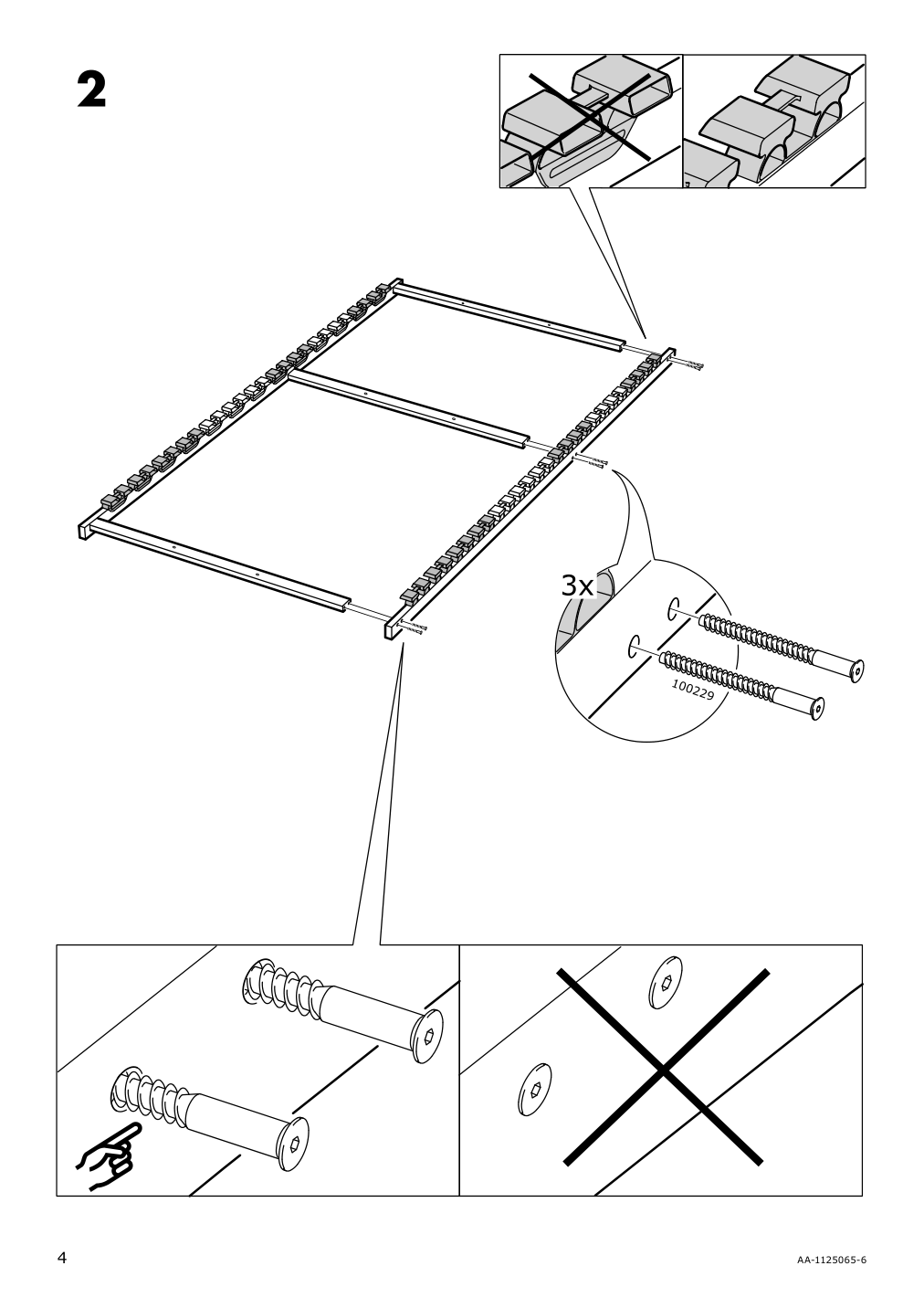 Assembly instructions for IKEA Loenset slatted bed base | Page 4 - IKEA SONGESAND bed frame 392.409.47