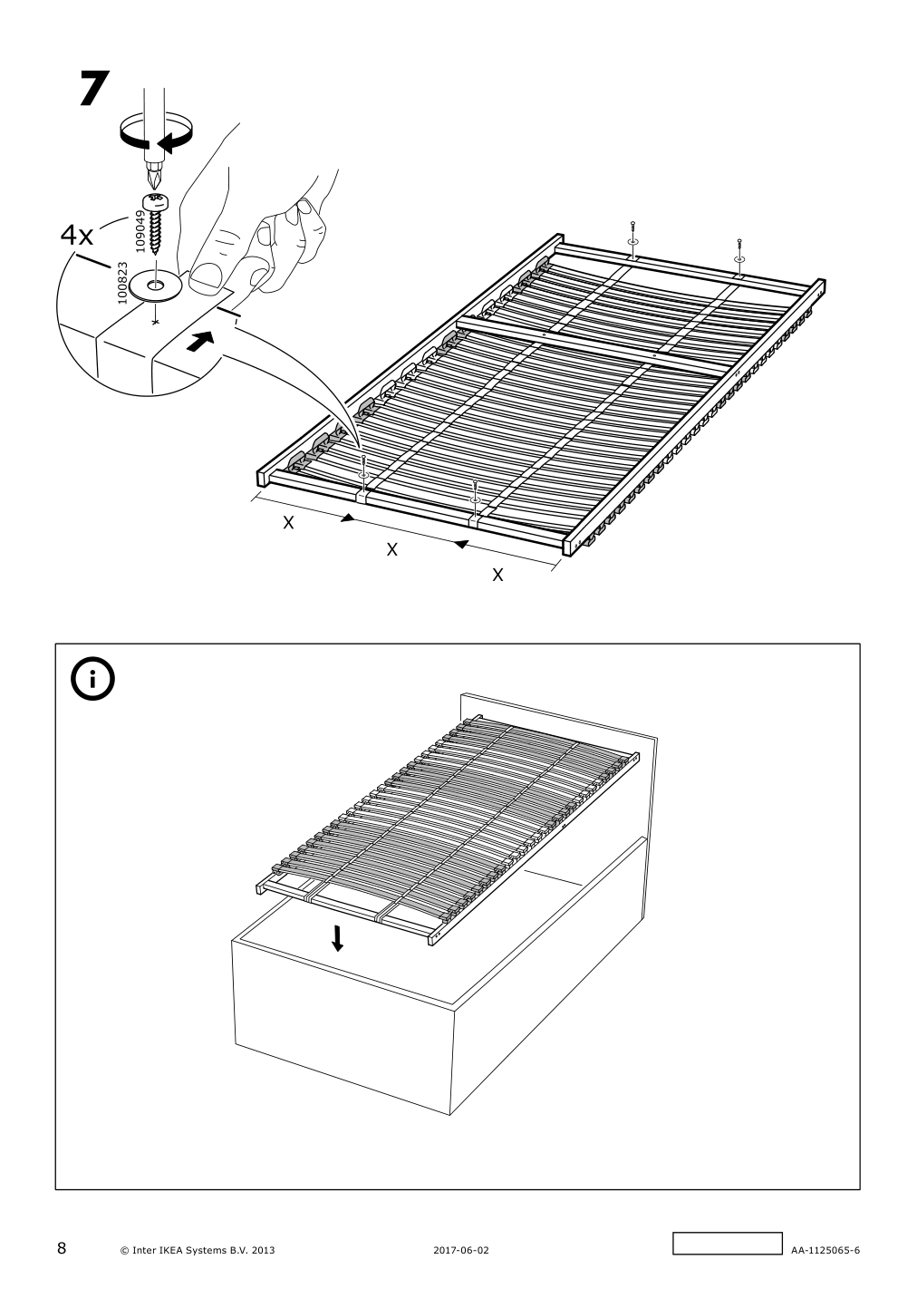 Assembly instructions for IKEA Loenset slatted bed base | Page 8 - IKEA SAGSTUA bed frame 092.689.28