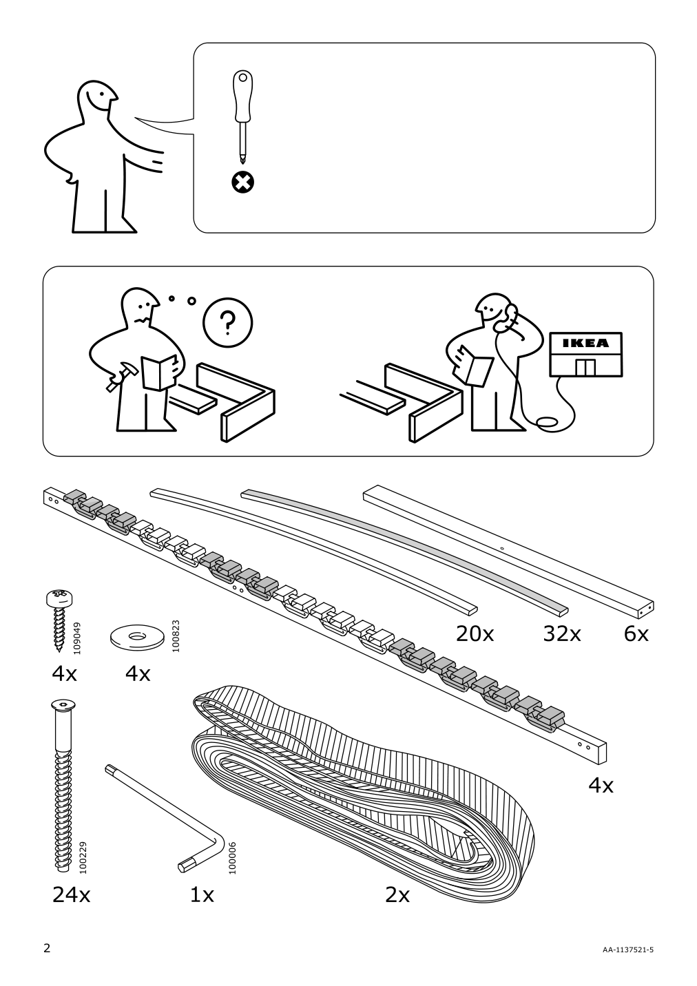 Assembly instructions for IKEA Loenset slatted bed base | Page 2 - IKEA BRIMNES bed frame with storage & headboard 791.574.27