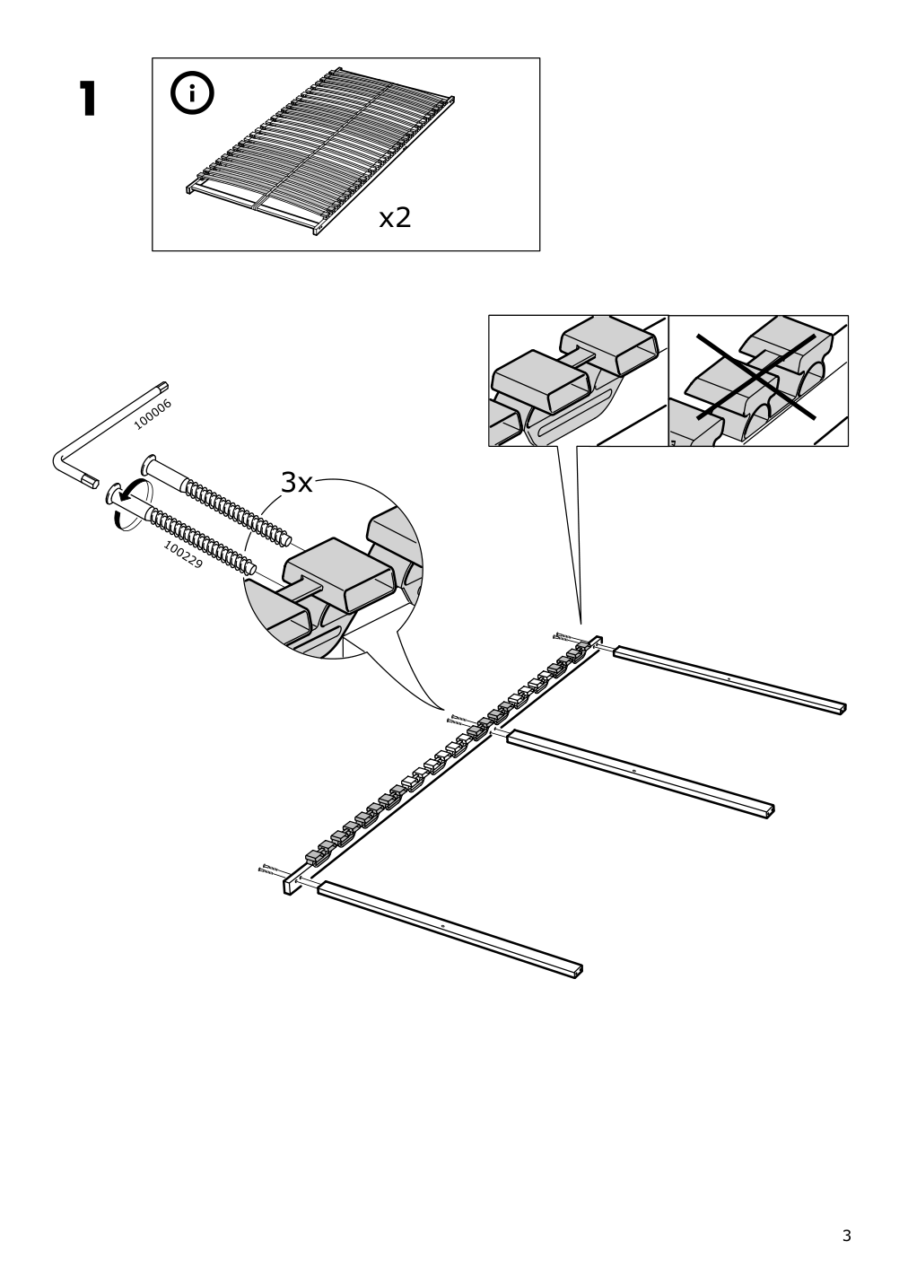 Assembly instructions for IKEA Loenset slatted bed base | Page 3 - IKEA HEMNES bed frame 192.406.51