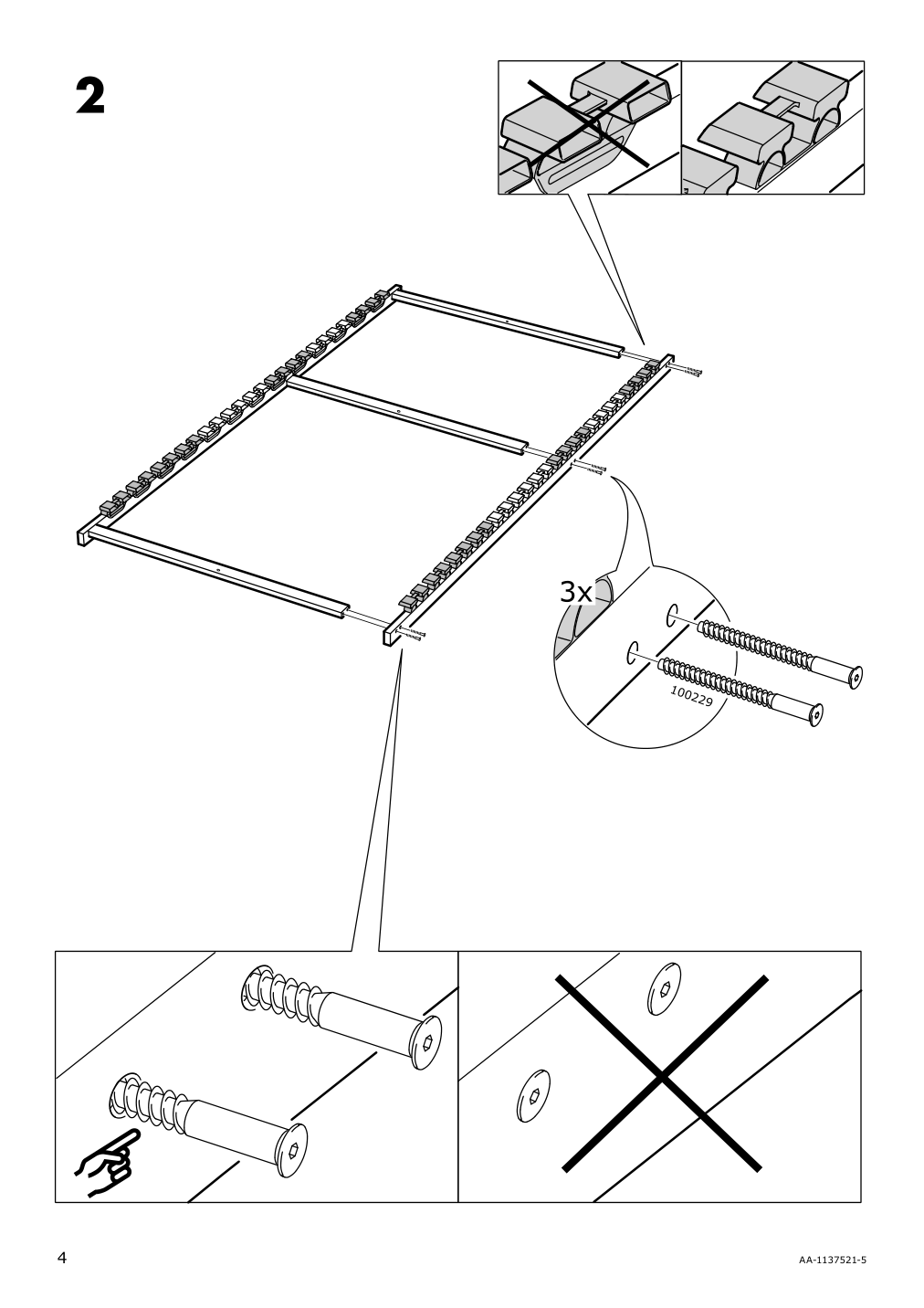 Assembly instructions for IKEA Loenset slatted bed base | Page 4 - IKEA HEMNES bed frame with 2 storage boxes 092.752.12