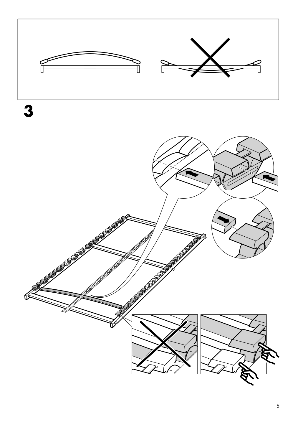 Assembly instructions for IKEA Loenset slatted bed base | Page 5 - IKEA BRIMNES bed frame with storage & headboard 791.574.27