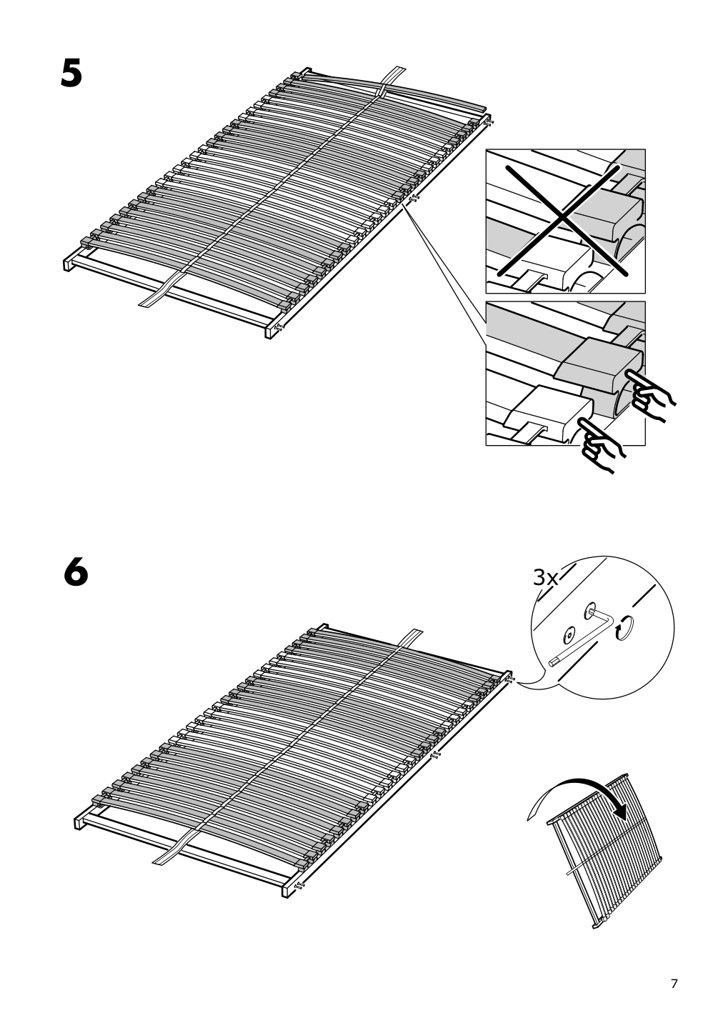 Assembly instructions for IKEA Loenset slatted bed base | Page 7 - IKEA SAGESUND upholstered bed frame 194.965.00