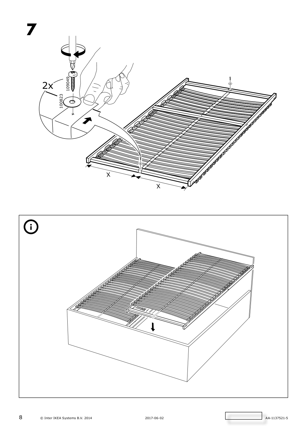 Assembly instructions for IKEA Loenset slatted bed base | Page 8 - IKEA TÄLLÅSEN upholstered bed frame 295.147.68