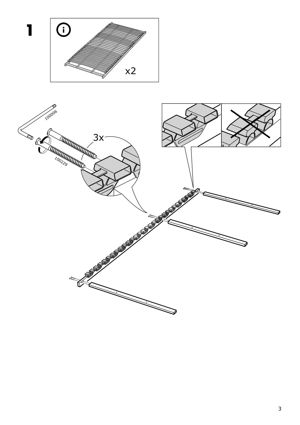 Assembly instructions for IKEA Loenset slatted bed base | Page 3 - IKEA HEMNES bed frame with 4 storage boxes 392.751.97