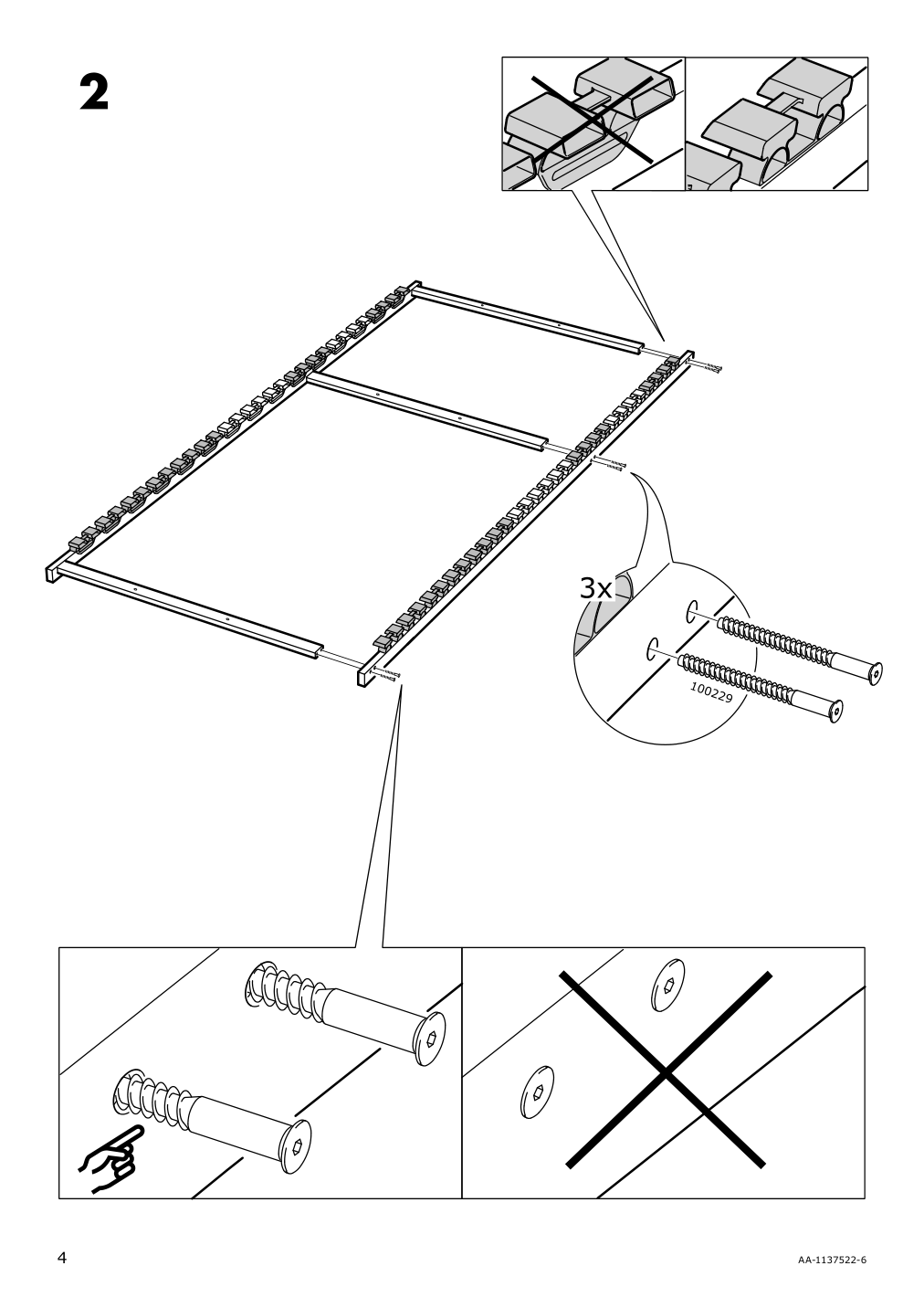 Assembly instructions for IKEA Loenset slatted bed base | Page 4 - IKEA HEMNES bed frame with 2 storage boxes 092.752.26