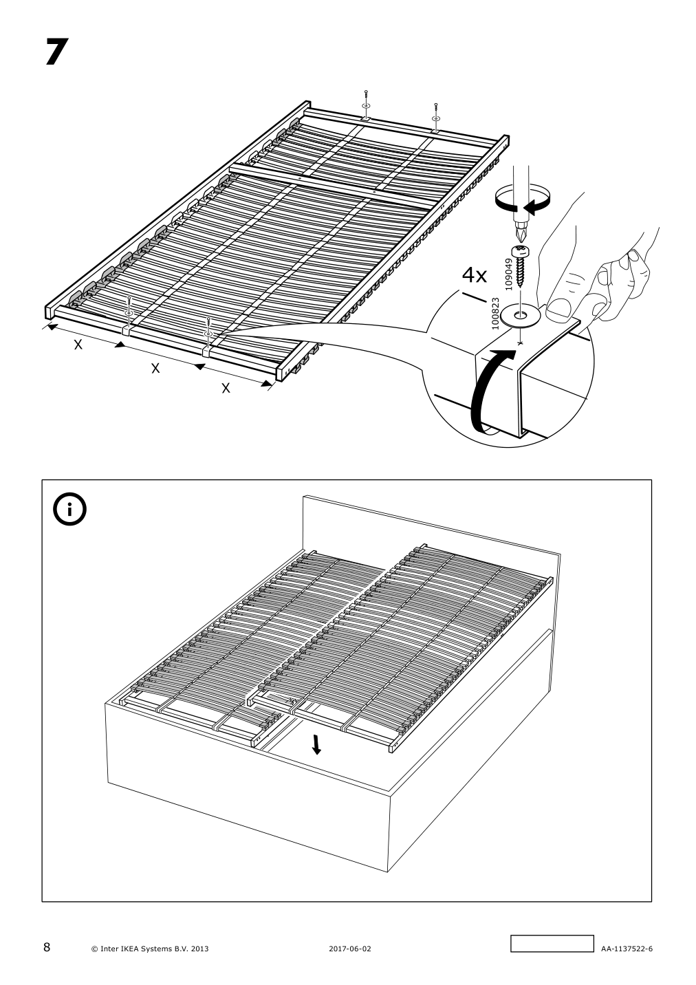 Assembly instructions for IKEA Loenset slatted bed base | Page 8 - IKEA SONGESAND bed frame 092.410.76