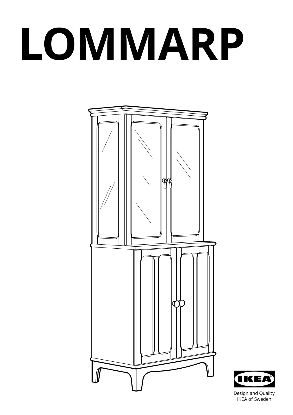 Assembly instructions for IKEA Lommarp cabinet with glass doors dark blue green | Page 1 - IKEA LOMMARP/BJÖRKBERGET desk and storage combination 594.365.47