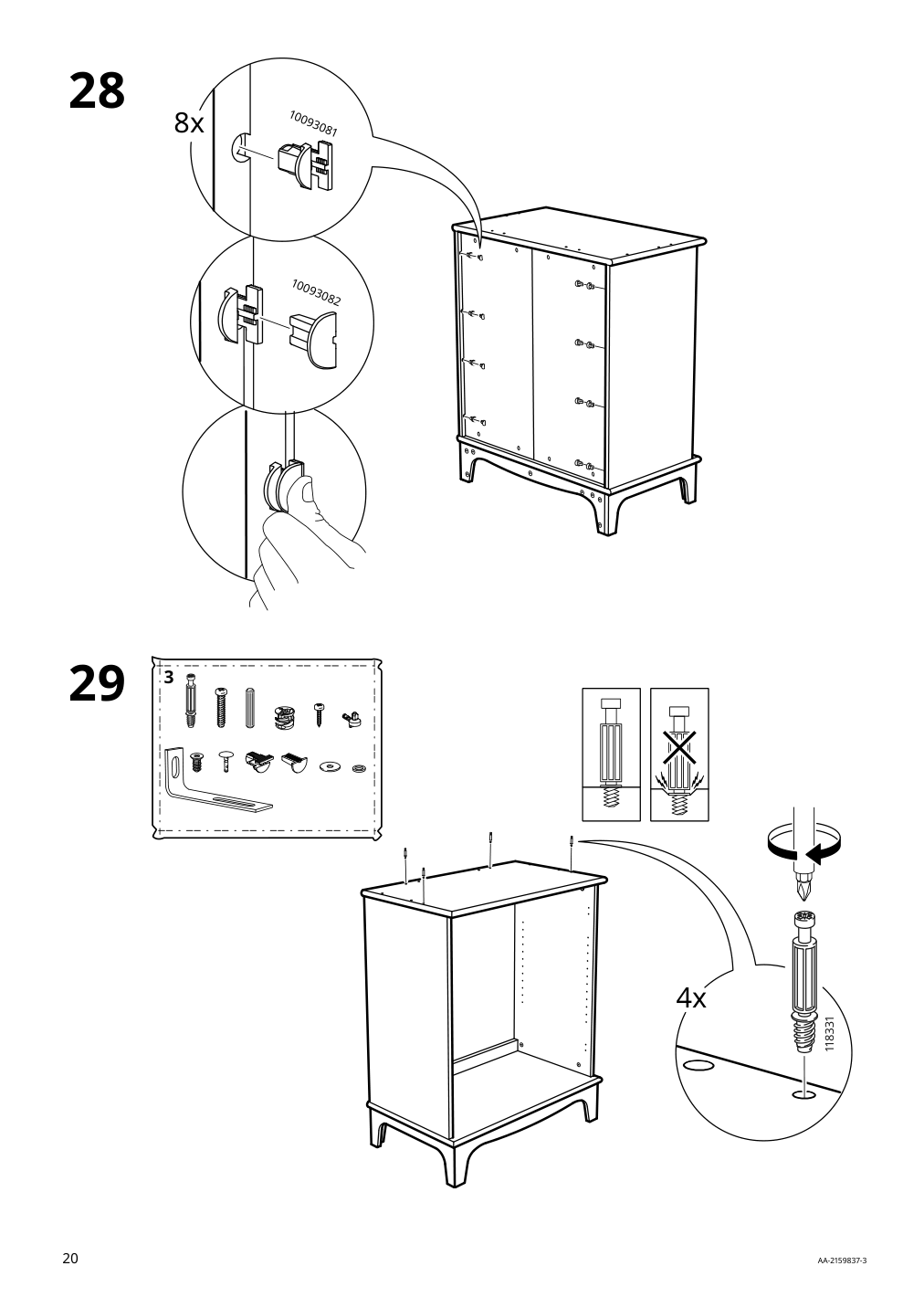 Assembly instructions for IKEA Lommarp cabinet with glass doors dark blue green | Page 20 - IKEA LOMMARP/BJÖRKBERGET desk and storage combination 594.365.47