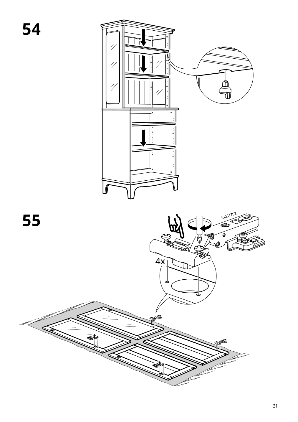 Assembly instructions for IKEA Lommarp cabinet with glass doors dark blue green | Page 31 - IKEA LOMMARP/BJÖRKBERGET desk and storage combination 594.365.47