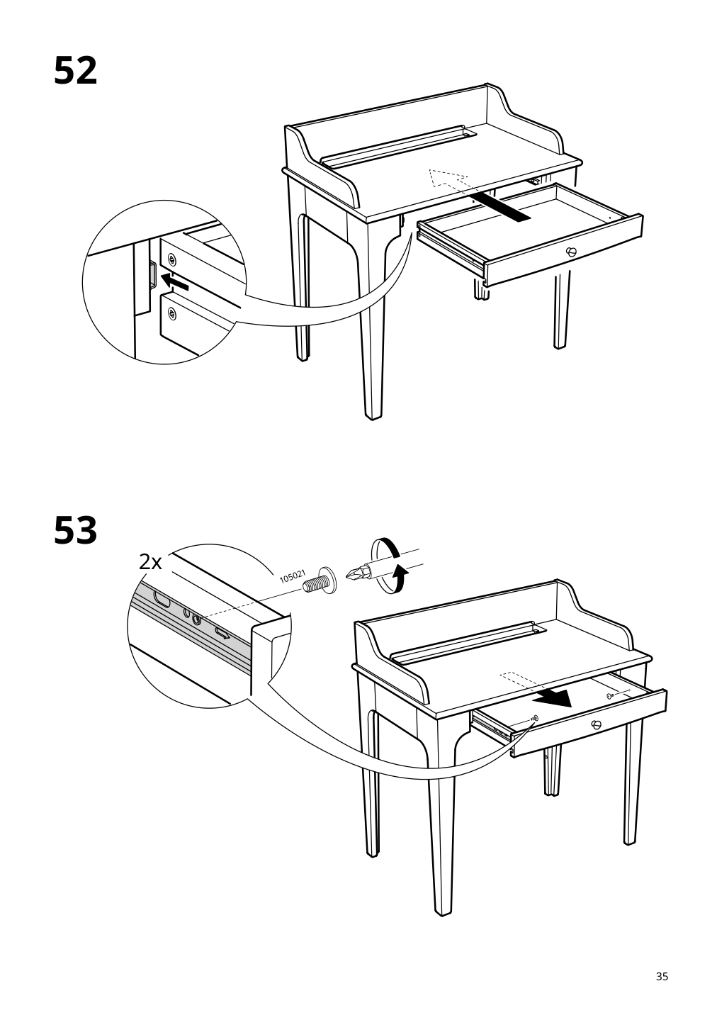 Assembly instructions for IKEA Lommarp desk dark blue green | Page 35 - IKEA LOMMARP/BJÖRKBERGET desk and storage combination 594.365.47