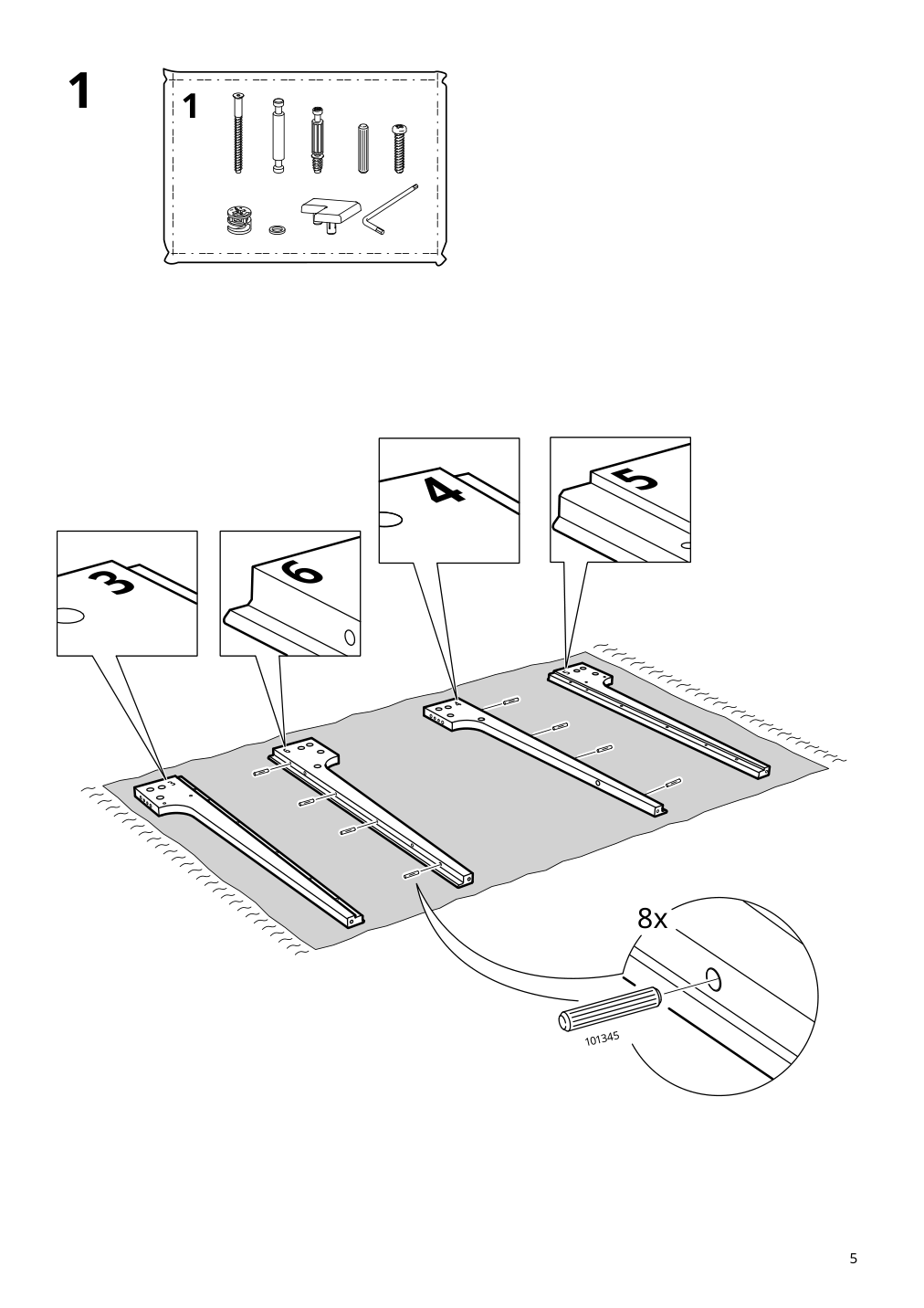 Assembly instructions for IKEA Lommarp desk dark blue green | Page 5 - IKEA LOMMARP/BJÖRKBERGET desk and storage combination 594.365.47