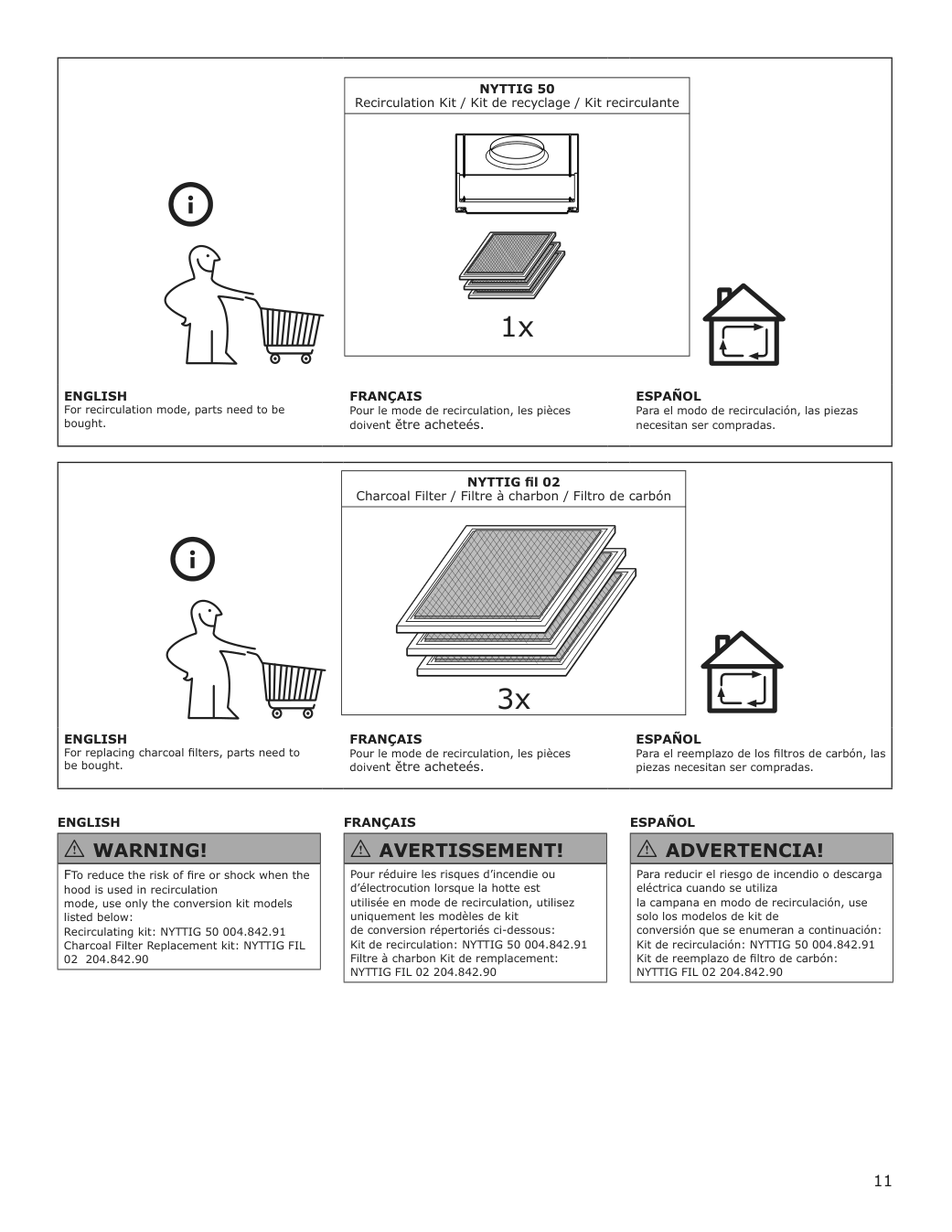 Assembly instructions for IKEA Luftburen wall mounted range hood stainless steel | Page 11 - IKEA LUFTBUREN wall mounted range hood 204.621.46