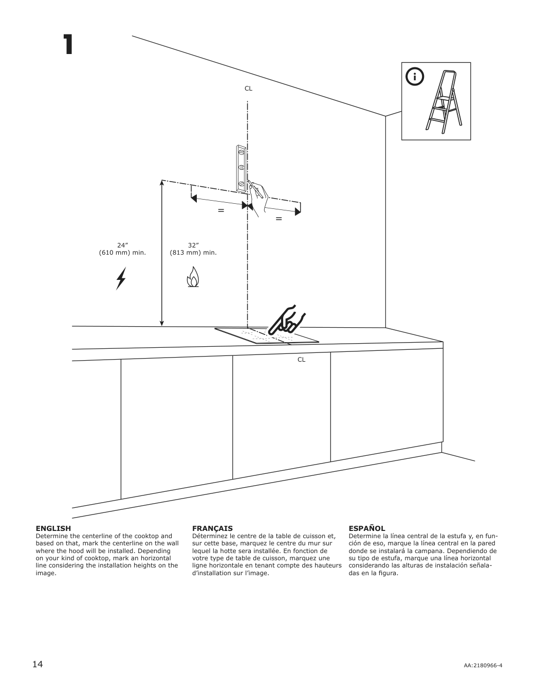 Assembly instructions for IKEA Luftburen wall mounted range hood stainless steel | Page 14 - IKEA LUFTBUREN wall mounted range hood 204.621.46