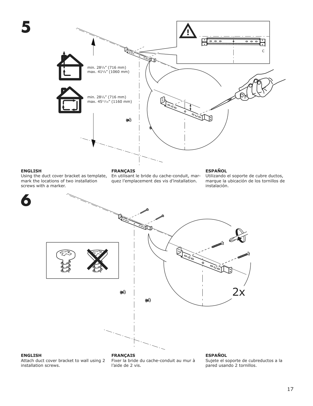 Assembly instructions for IKEA Luftburen wall mounted range hood stainless steel | Page 17 - IKEA LUFTBUREN wall mounted range hood 204.621.46