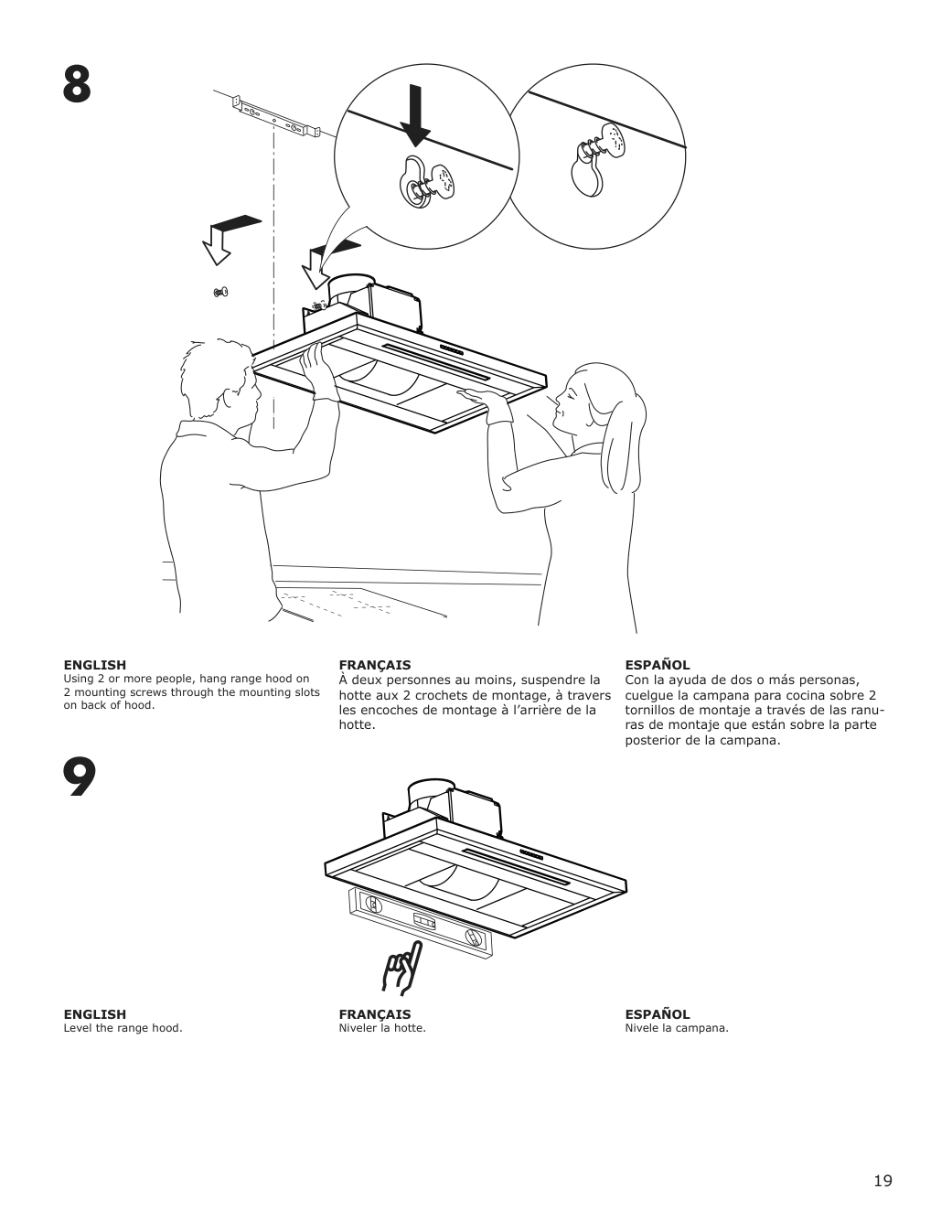 Assembly instructions for IKEA Luftburen wall mounted range hood stainless steel | Page 19 - IKEA LUFTBUREN wall mounted range hood 204.621.46