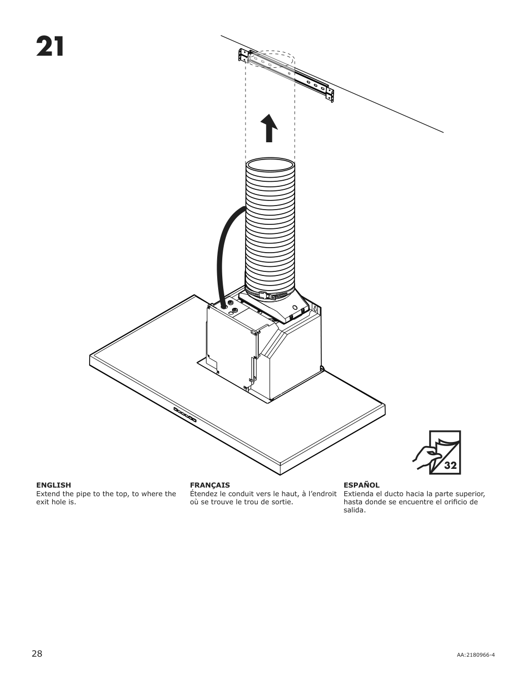 Assembly instructions for IKEA Luftburen wall mounted range hood stainless steel | Page 28 - IKEA LUFTBUREN wall mounted range hood 204.621.46