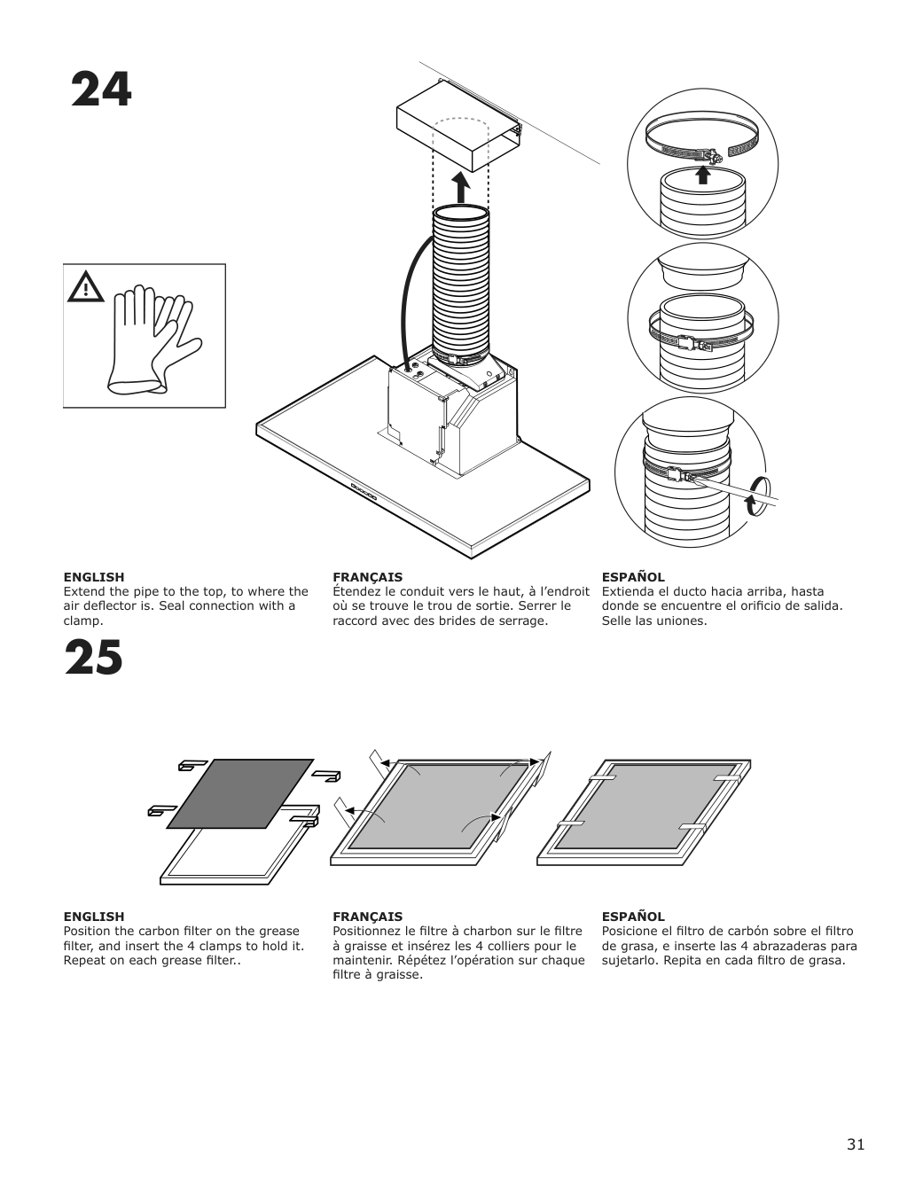 Assembly instructions for IKEA Luftburen wall mounted range hood stainless steel | Page 31 - IKEA LUFTBUREN wall mounted range hood 204.621.46