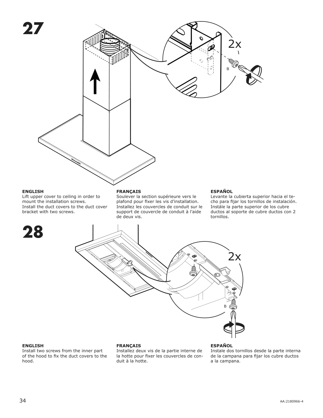 Assembly instructions for IKEA Luftburen wall mounted range hood stainless steel | Page 34 - IKEA LUFTBUREN wall mounted range hood 204.621.46