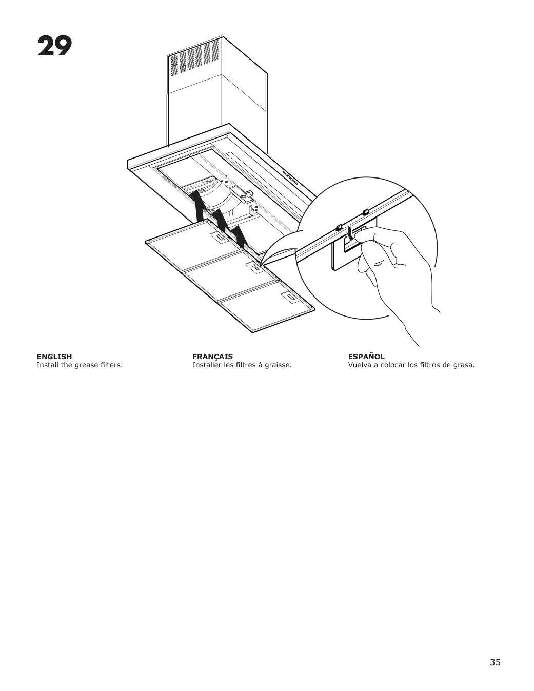 Assembly instructions for IKEA Luftburen wall mounted range hood stainless steel | Page 35 - IKEA LUFTBUREN wall mounted range hood 204.621.46