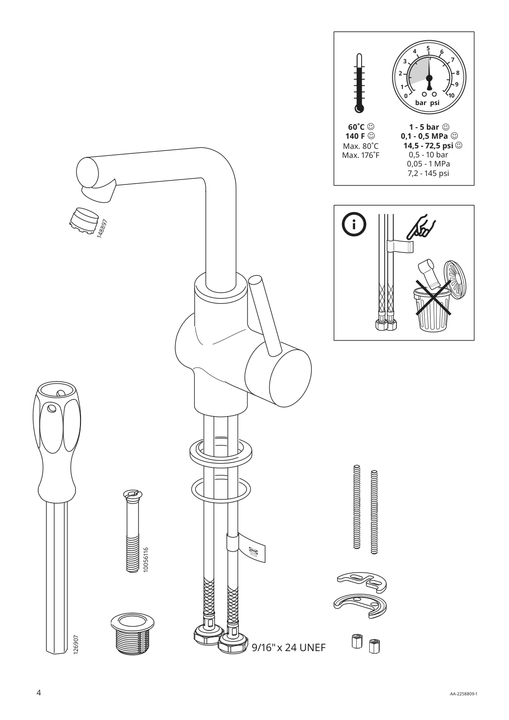 Assembly instructions for IKEA Lundskaer bath faucet with strainer black | Page 4 - IKEA GODMORGON / ODENSVIK sink cabinet with 2 drawers 094.244.29