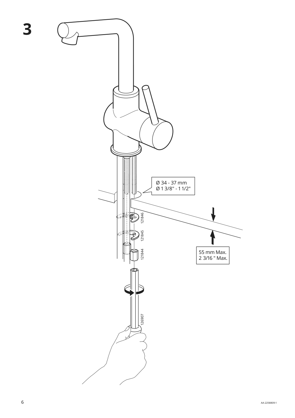 Assembly instructions for IKEA Lundskaer bath faucet with strainer black | Page 6 - IKEA GODMORGON / ODENSVIK sink cabinet with 2 drawers 094.244.34