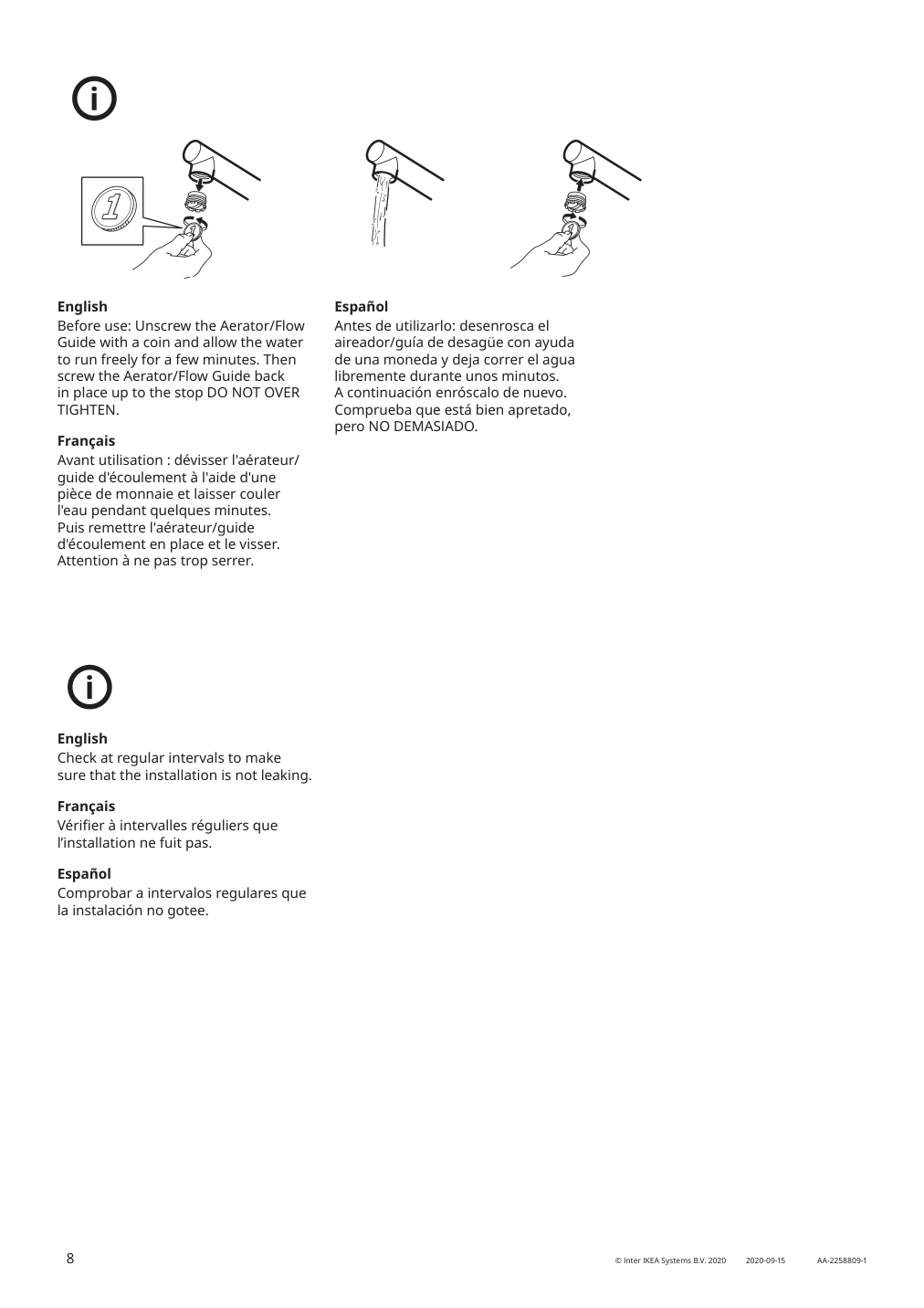 Assembly instructions for IKEA Lundskaer bath faucet with strainer black | Page 8 - IKEA GODMORGON / ODENSVIK sink cabinet with 2 drawers 094.244.34