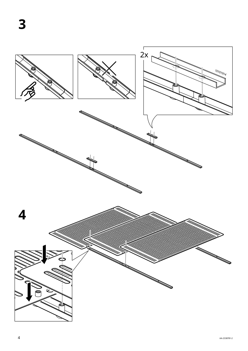 Assembly instructions for IKEA Lungoen privacy screen off white indoor outdoor | Page 4 - IKEA LUNGÖN privacy screen 805.155.09