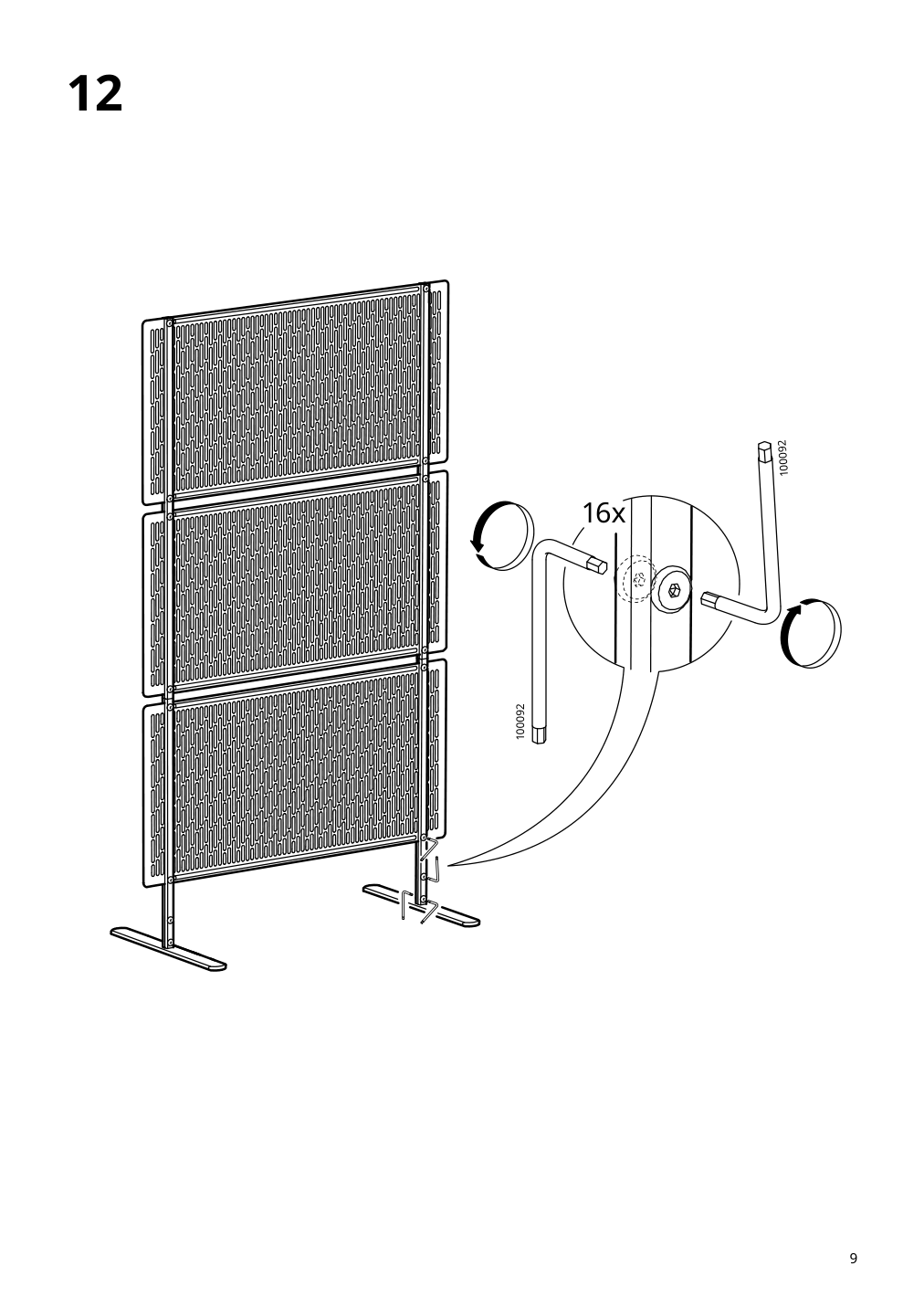 Assembly instructions for IKEA Lungoen privacy screen off white indoor outdoor | Page 9 - IKEA LUNGÖN privacy screen 805.155.09