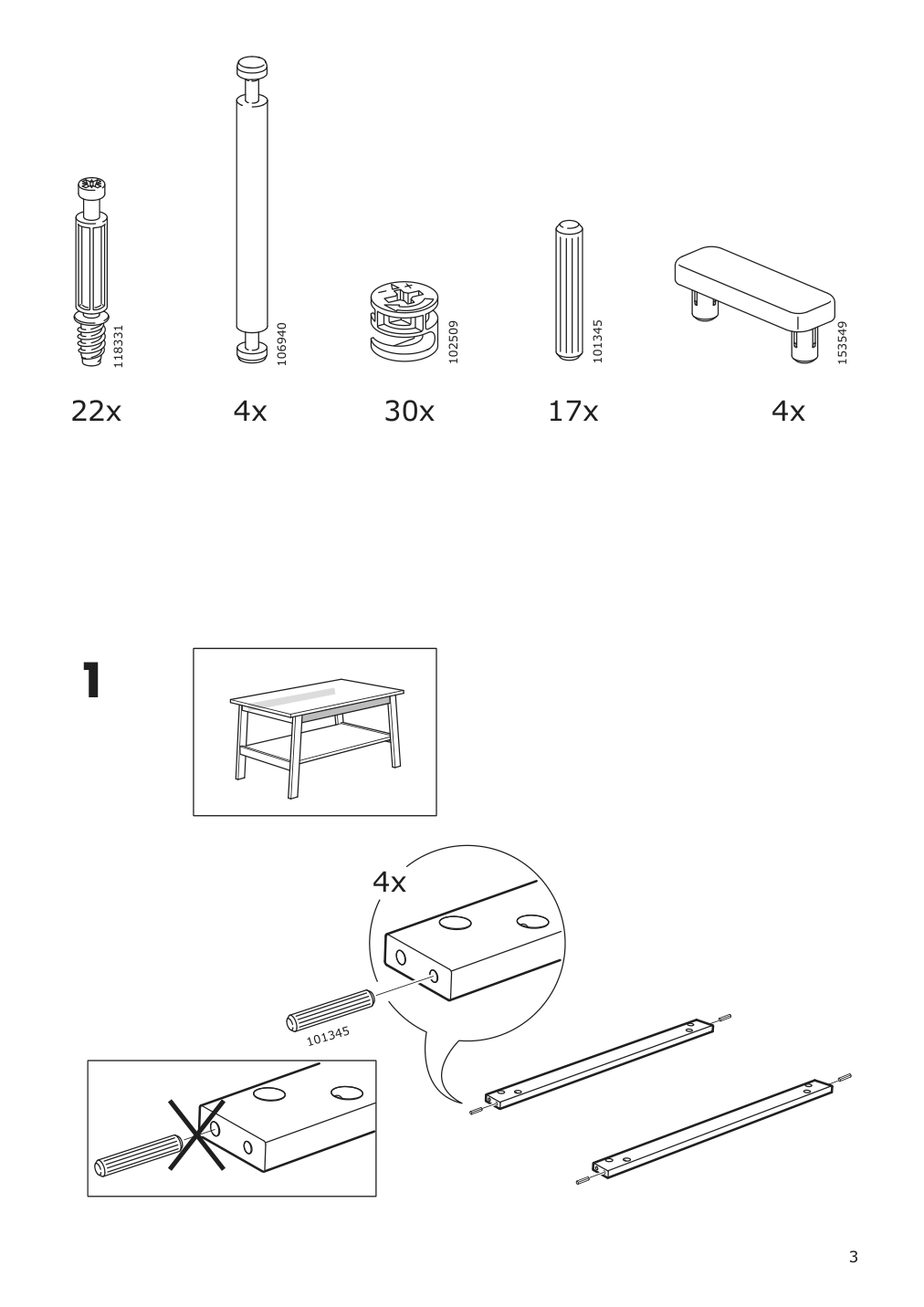 Assembly instructions for IKEA Lunnarp coffee table brown | Page 3 - IKEA LUNNARP coffee table 203.990.27