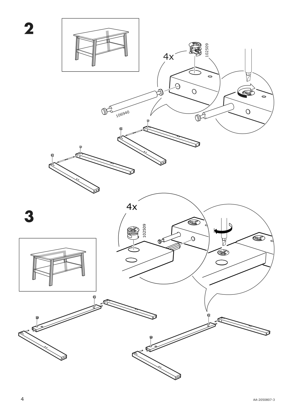 Assembly instructions for IKEA Lunnarp coffee table brown | Page 4 - IKEA LUNNARP coffee table 203.990.27