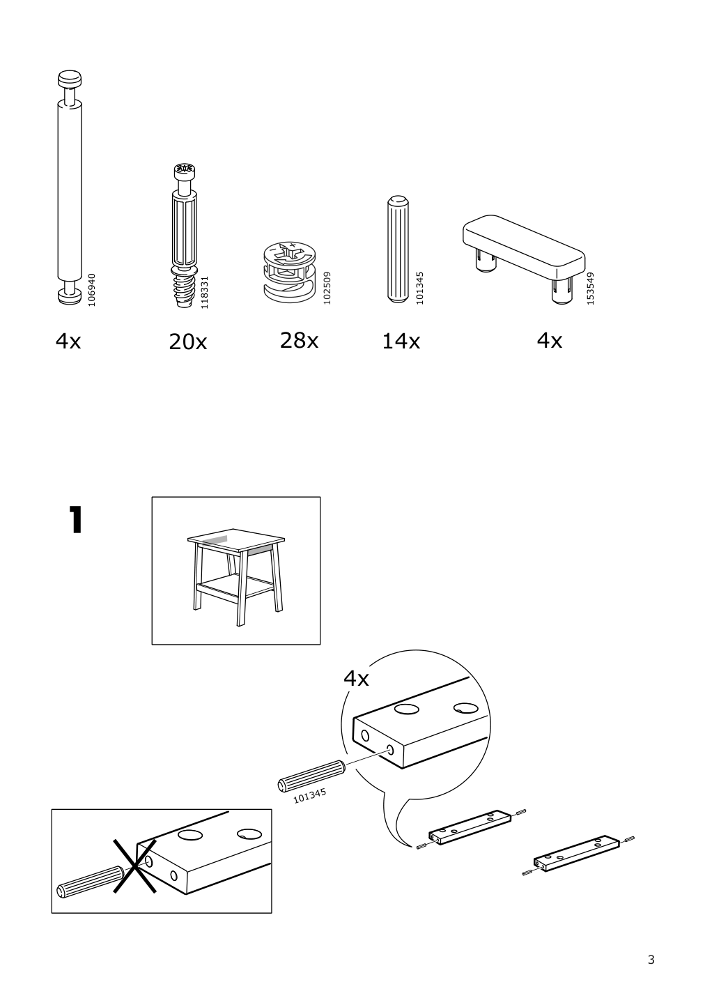 Assembly instructions for IKEA Lunnarp side table white | Page 3 - IKEA LUNNARP side table 703.990.20