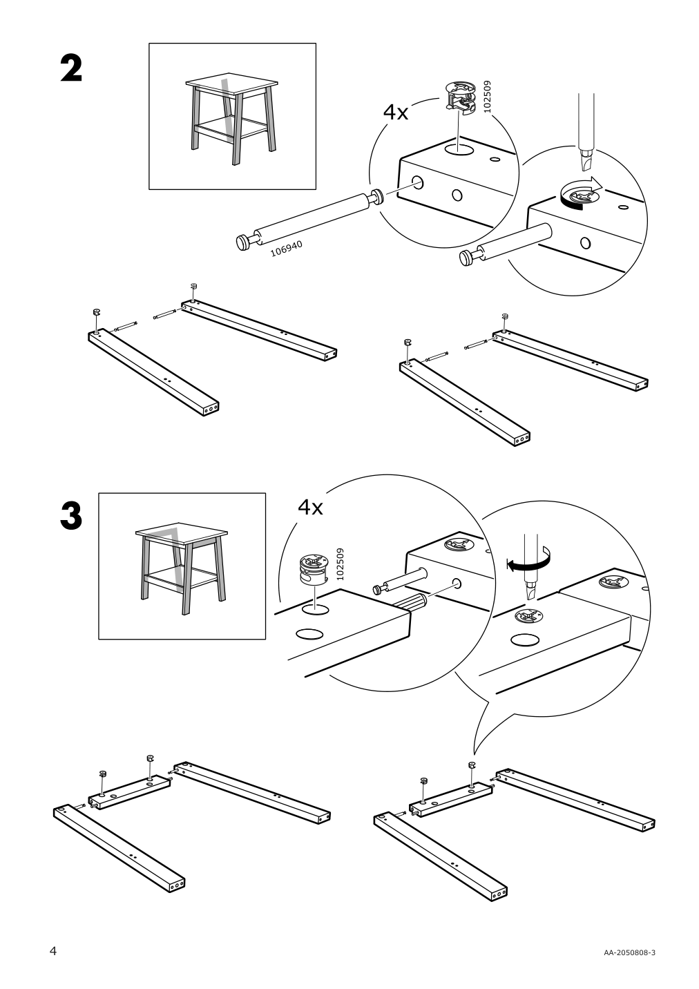 Assembly instructions for IKEA Lunnarp side table white | Page 4 - IKEA LUNNARP side table 703.990.20