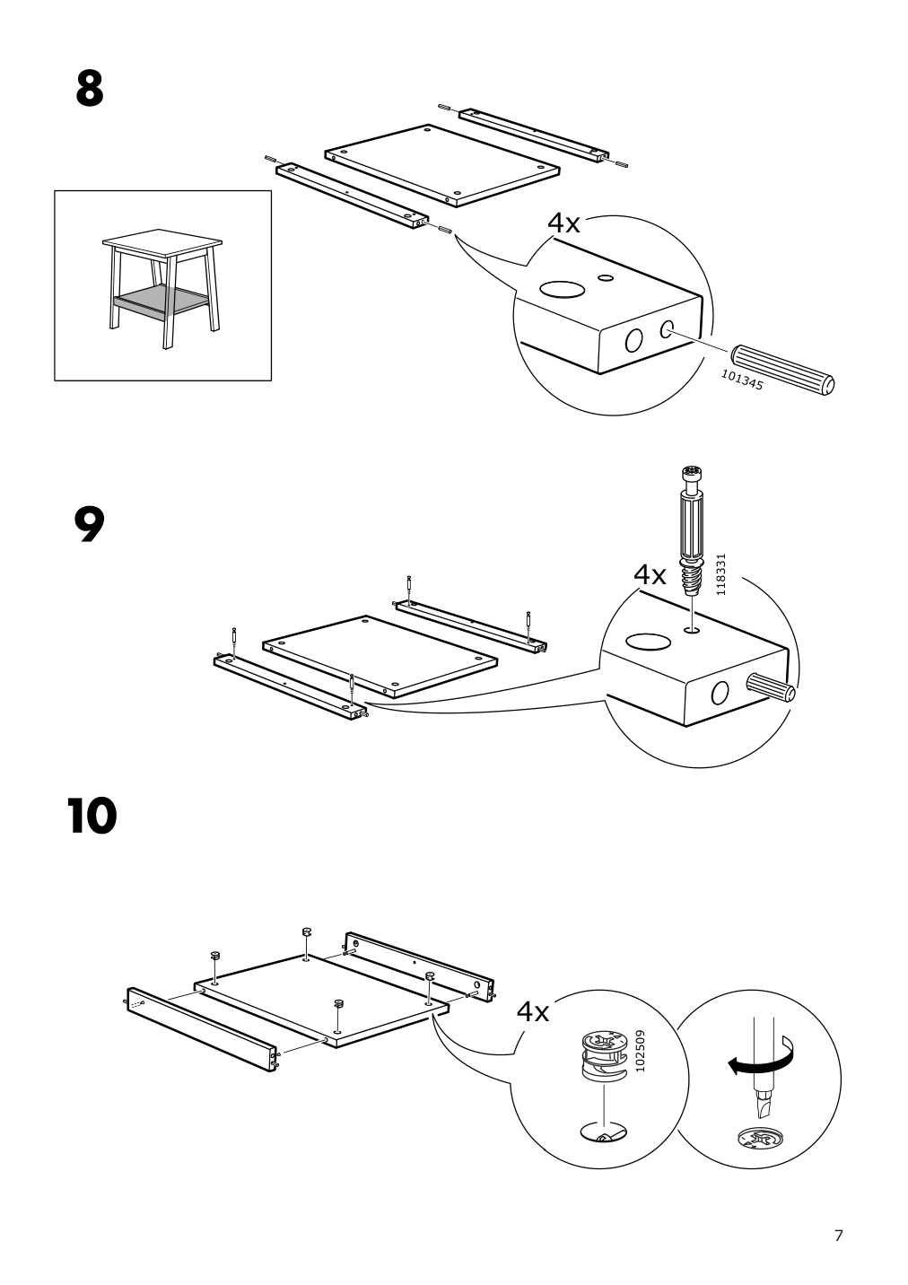 Assembly instructions for IKEA Lunnarp side table white | Page 7 - IKEA LUNNARP side table 703.990.20