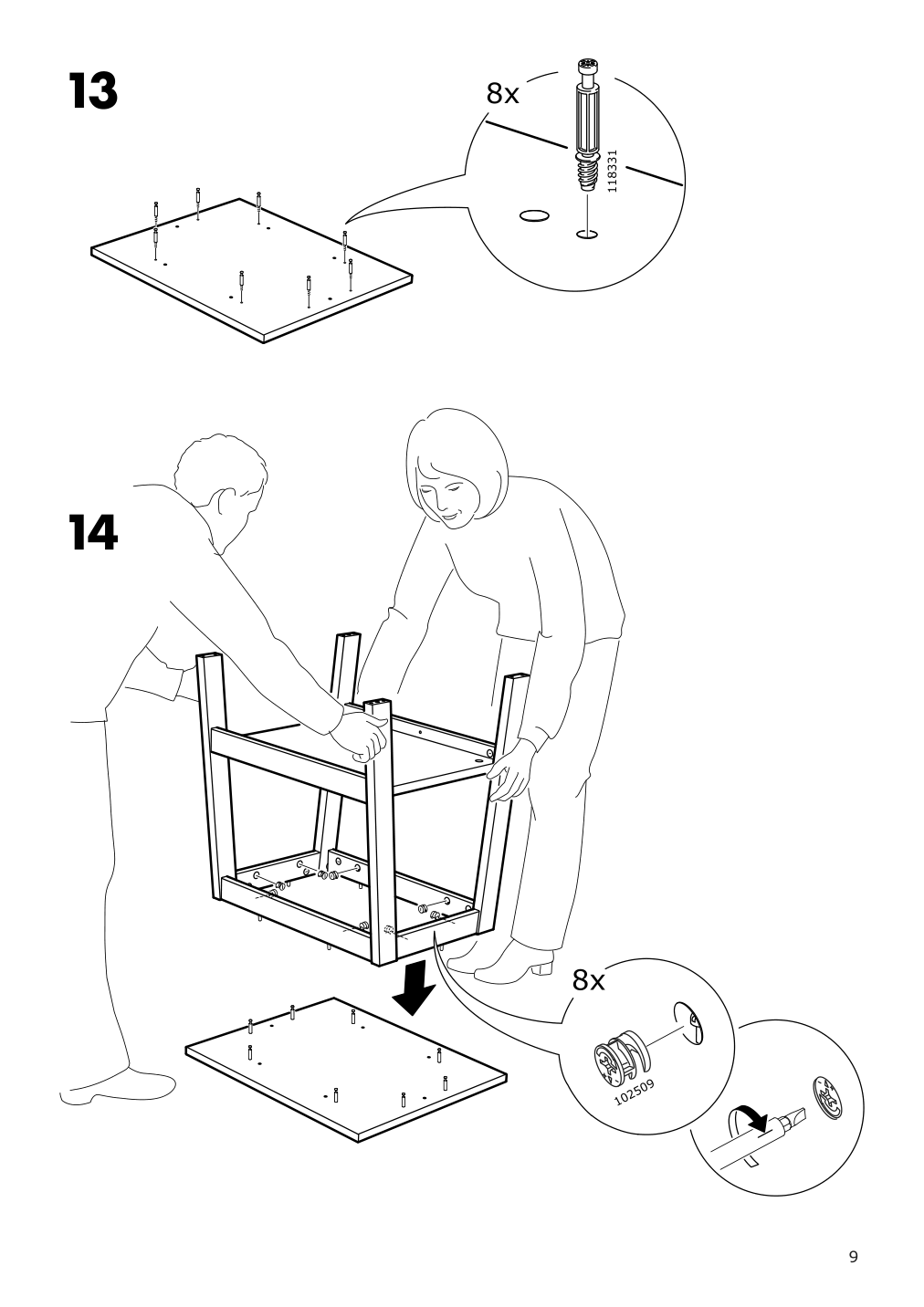 Assembly instructions for IKEA Lunnarp side table white | Page 9 - IKEA LUNNARP side table 703.990.20