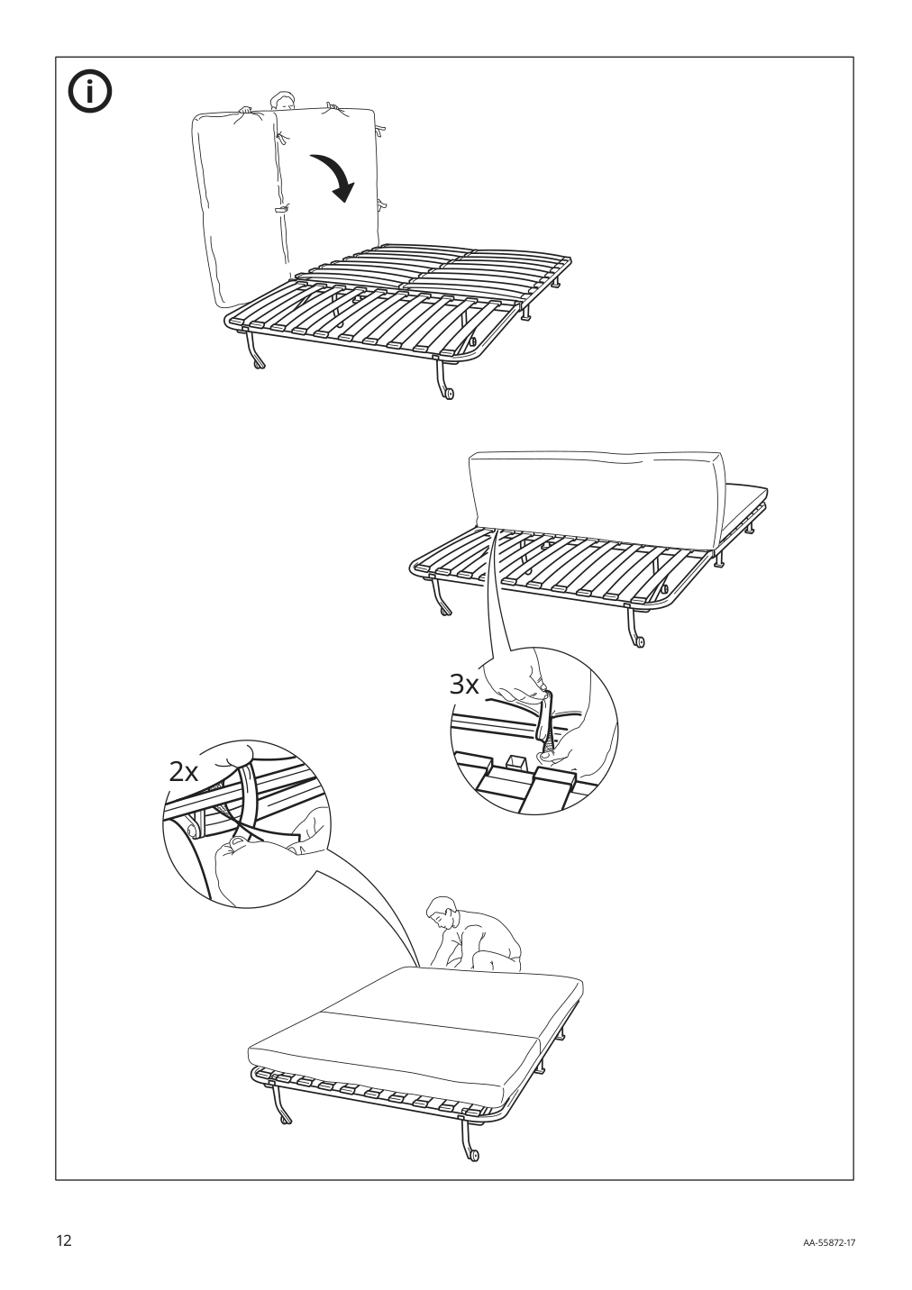 Assembly instructions for IKEA Lycksele sleeper sofa frame black | Page 12 - IKEA LYCKSELE LÖVÅS sleeper sofa 593.871.32