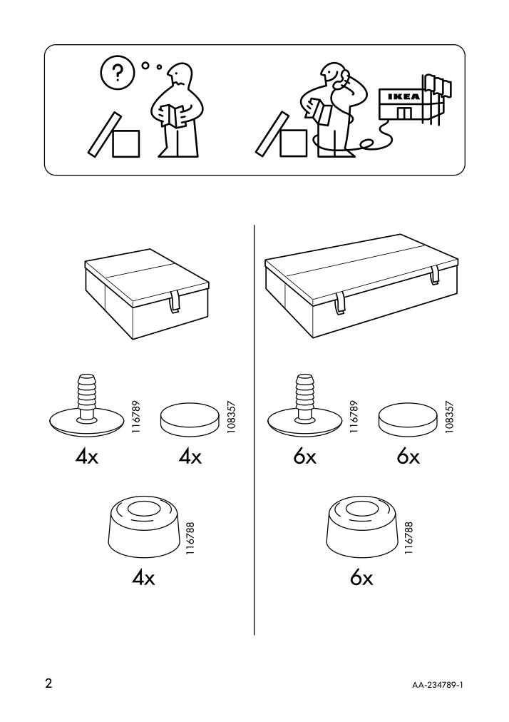 Assembly instructions for IKEA Lycksele storage box for sleeper sofa black | Page 2 - IKEA LYCKSELE storage box for sleeper sofa 601.169.60