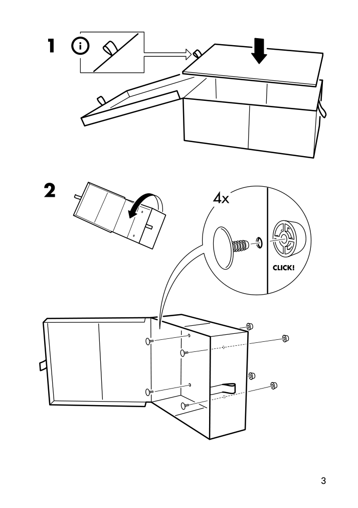 Assembly instructions for IKEA Lycksele storage box for sleeper sofa black | Page 3 - IKEA LYCKSELE storage box for sleeper sofa 601.169.60