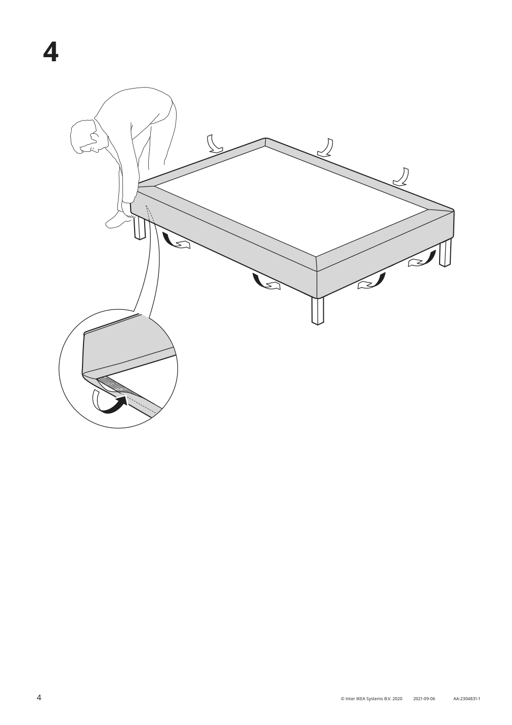 Assembly instructions for IKEA Lyngoer cover dark gray | Page 4 - IKEA LYNGÖR slatted mattress base with legs 495.544.14