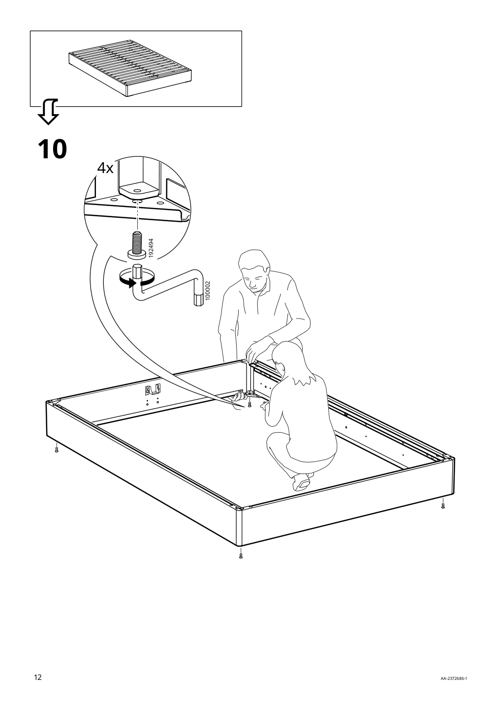 Assembly instructions for IKEA Lyngoer foundation | Page 12 - IKEA LYNGÖR slatted mattress base with legs 293.882.70