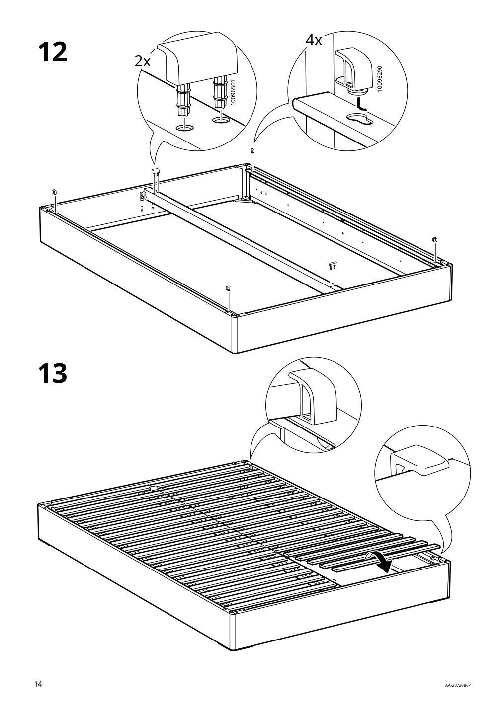 Assembly instructions for IKEA Lyngoer foundation | Page 14 - IKEA LYNGÖR slatted mattress base with legs 293.882.70