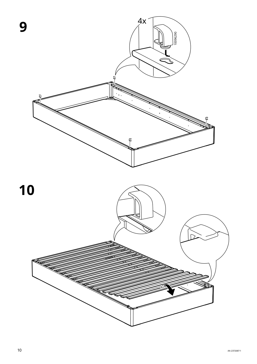 Assembly instructions for IKEA Lyngoer foundation | Page 10 - IKEA LYNGÖR slatted mattress base with legs 495.544.14