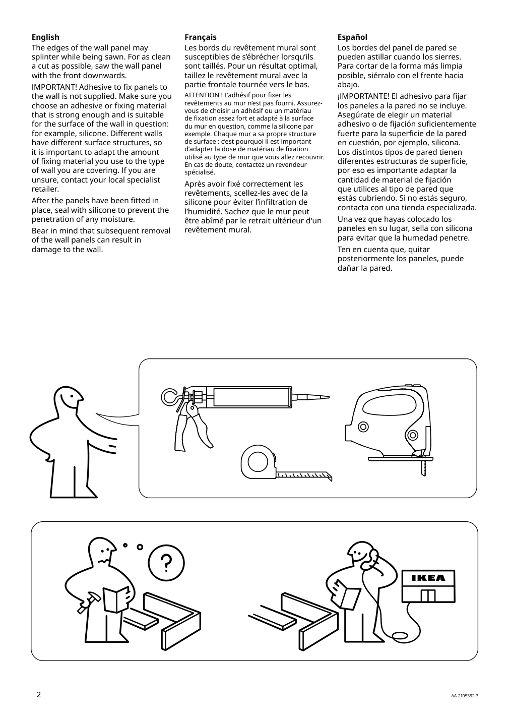 Assembly instructions for IKEA Lysekil wall panel double sided white light gray concrete effect | Page 2 - IKEA LYSEKIL wall panel 803.963.99