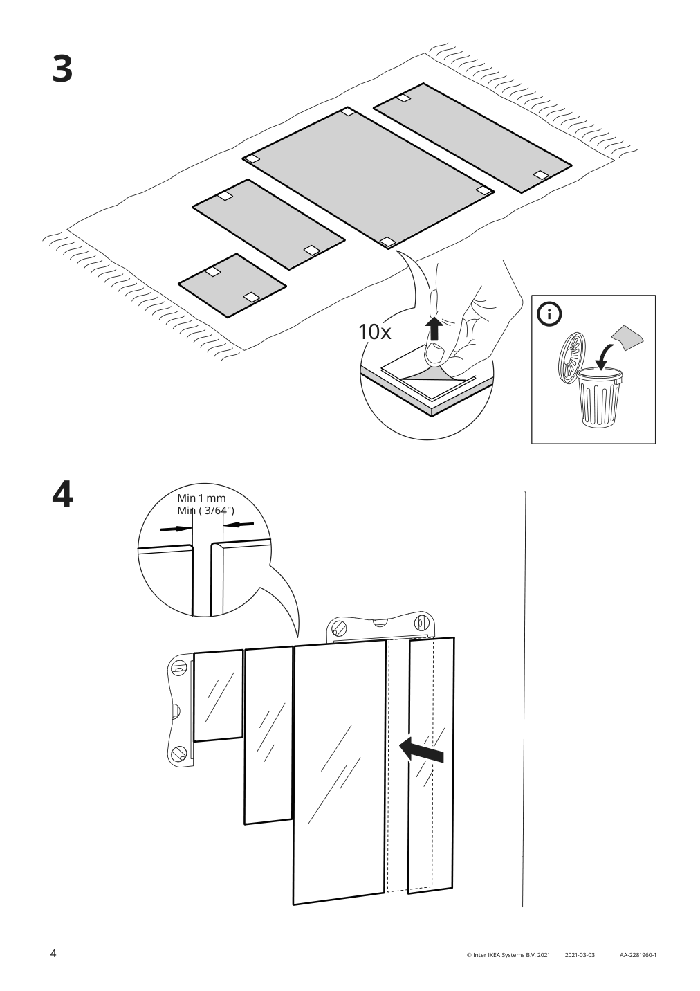 Assembly instructions for IKEA Madesjoe mirror set of 4 | Page 4 - IKEA MADESJÖ mirror, set of 4 704.861.83