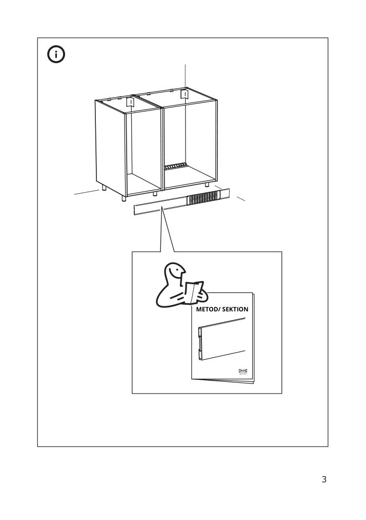 Assembly instructions for IKEA Makrilla ventilated plinth stainless steel | Page 3 - IKEA SEKTION high cabinet for fridge/freezer 095.482.03