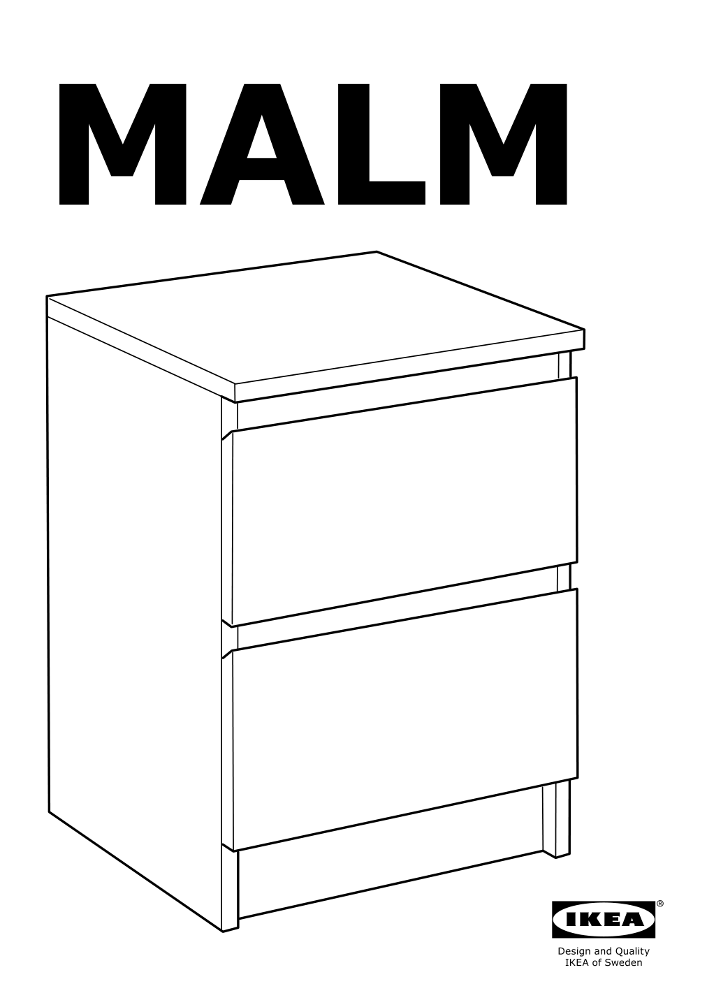 Assembly instructions for IKEA Malm 2 drawer chest white | Page 1 - IKEA MALM bedroom furniture, set of 3 894.834.10